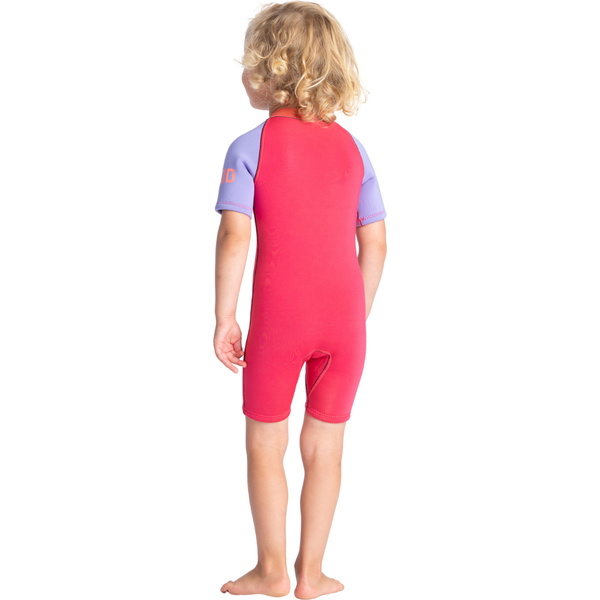 2025 C-Skins Junior C-KID 3/2mm Front Zip Shorty Wetsuit C-BA32SH - Coral / Lilac